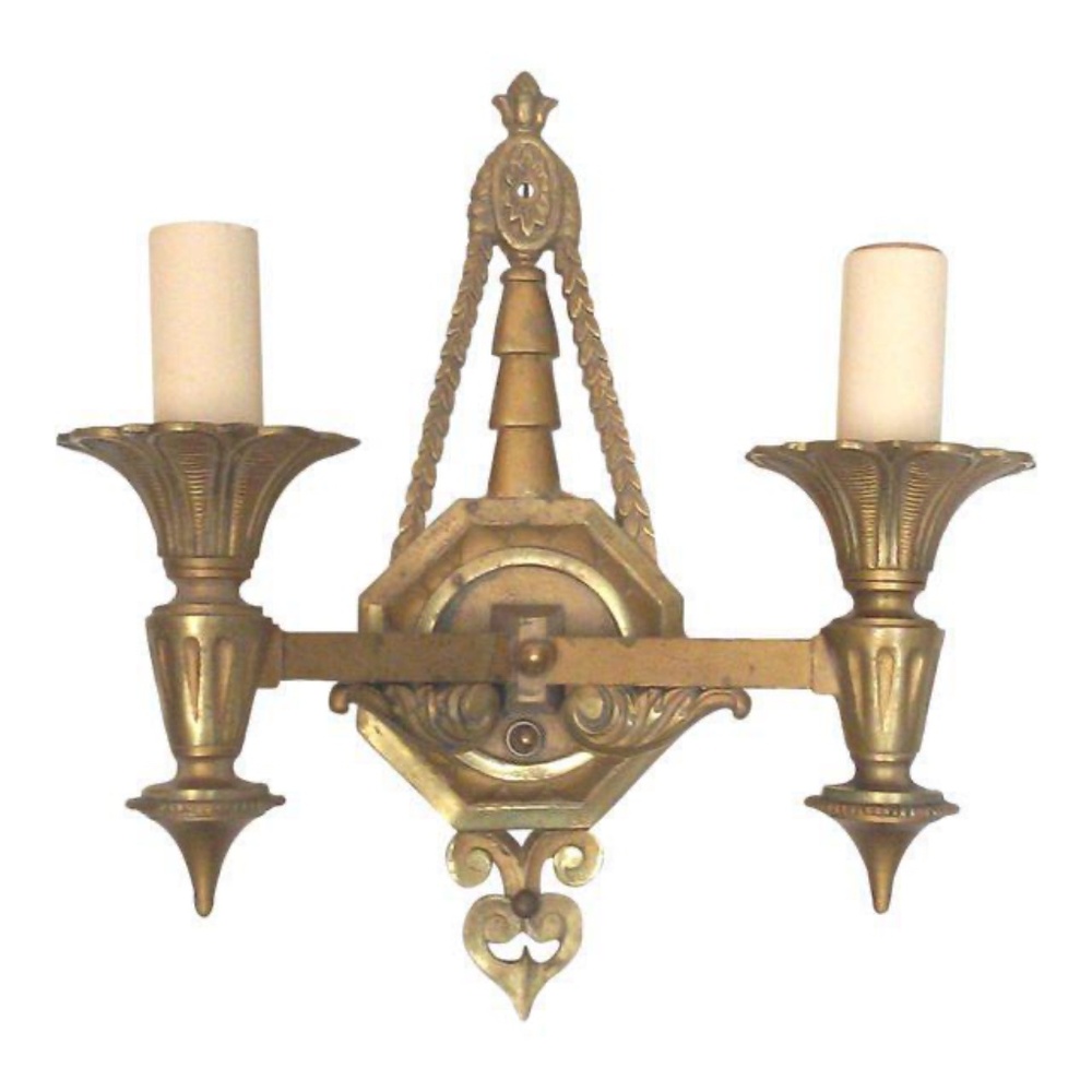 Vintage Art Deco Wall Sconce 1920s Era Gilt Egyptian Revival Wall Light